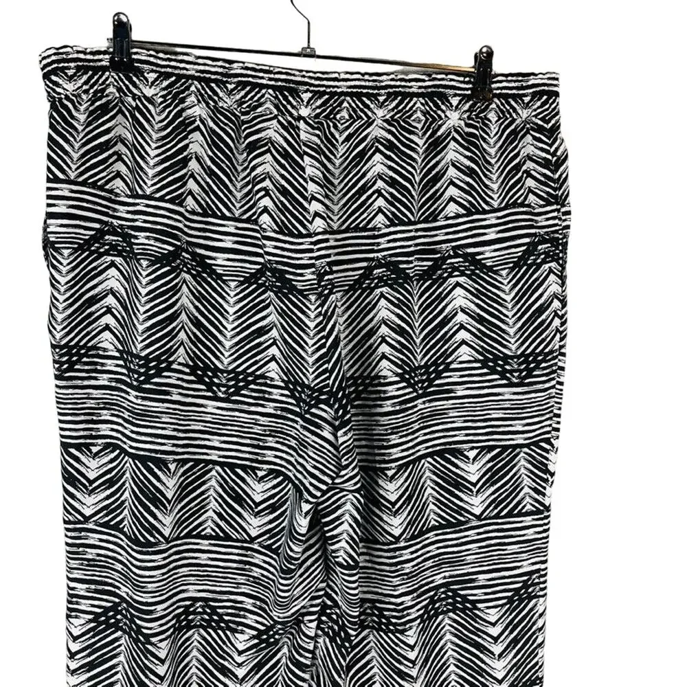 Investment II Womans 2X Plus‎ Pants Pull On Palazzo Pants Abstract Black Purple